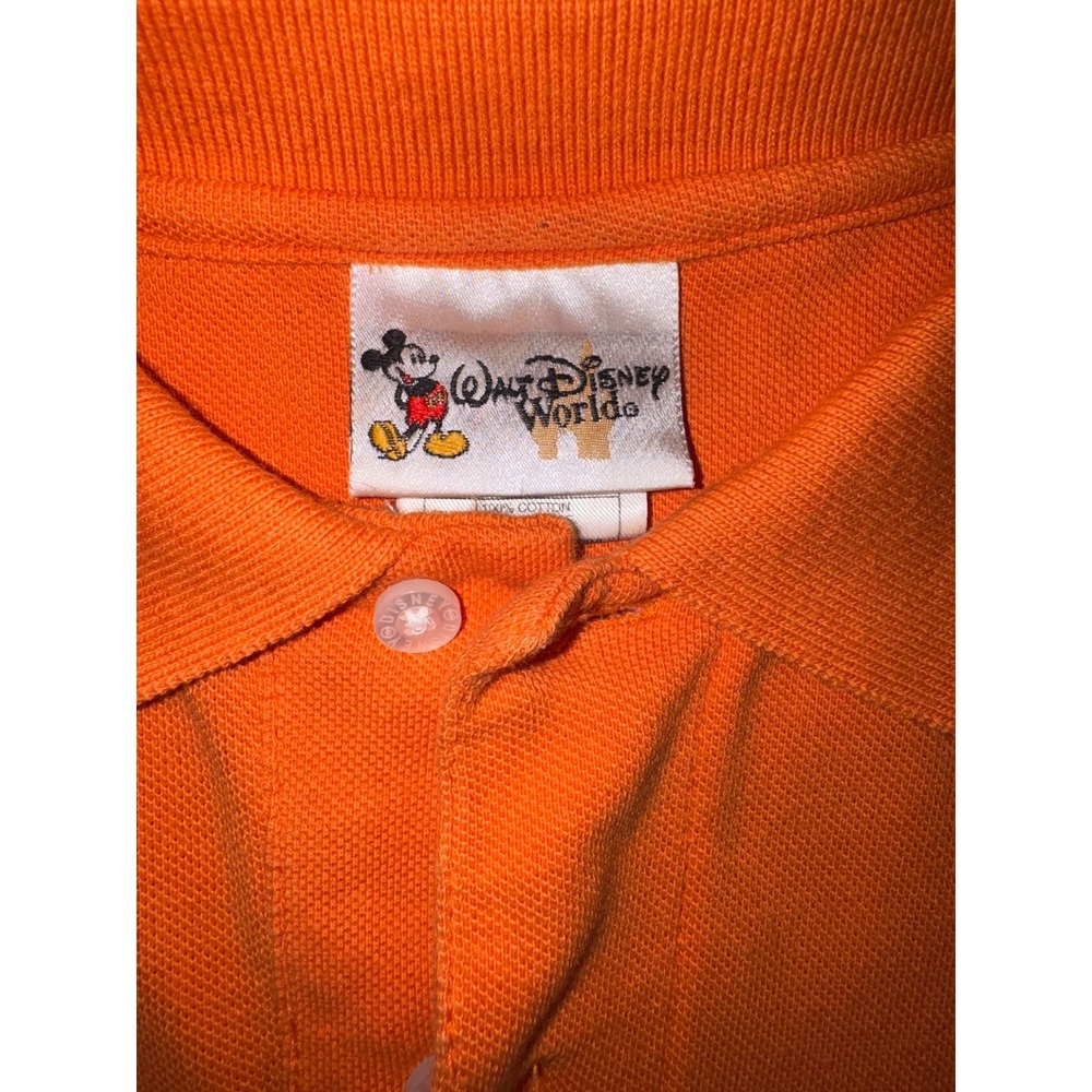 Walt Disney World Polo Shirt Mens Medium Orange Excellent Mickey Mouse Pique